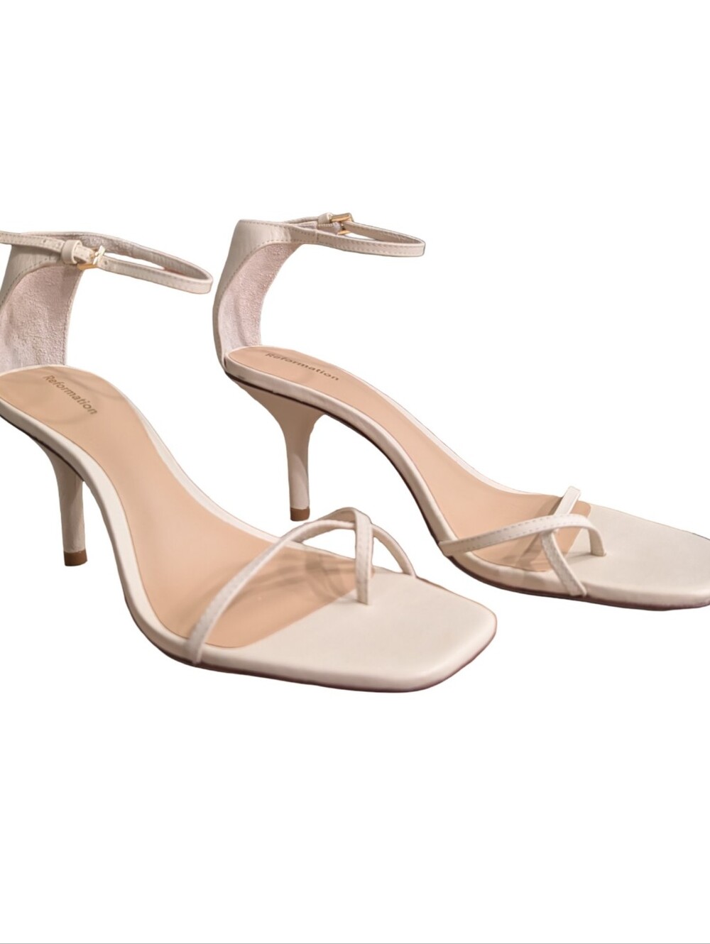 Reformation Gigi Strappy Mid Heel Sandal Almond Size 7.5 NIB New